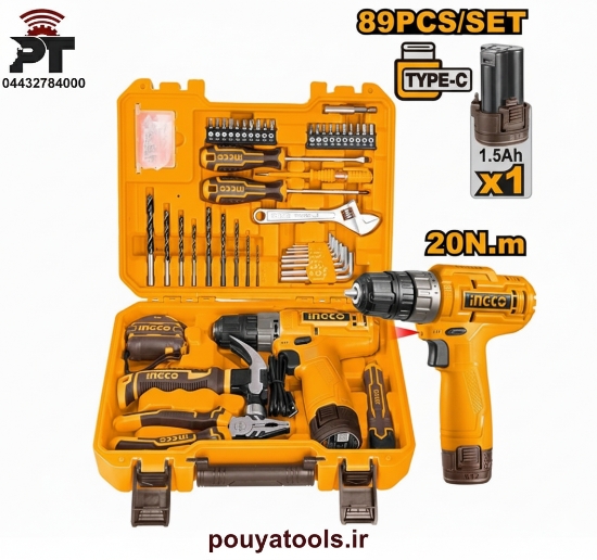 تصویر  ست دریل شارژی و لوازم اینکو مدل: HKTHP10891