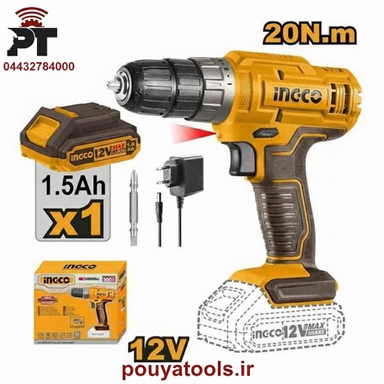 تصویر  دریل شارژی 12ولت تک باطری اینکو مدل: CDLI1218