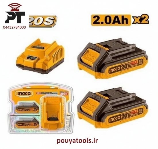 تصویر  پک 2باطری و 1شارژر 2امپر اینکو مدل: FBCPK1222