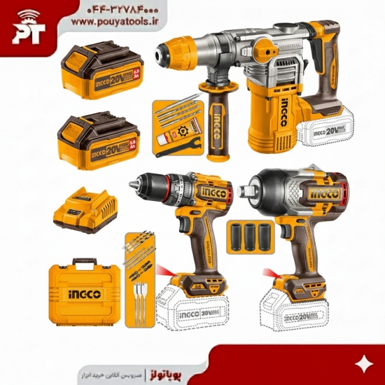 تصویر  پک 3 عددی شارژی 20ولت اینکو مدل: COSLI250281